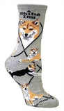 Adult Socks SHIBA INU Dog Breed Gray size Medium Made in USA