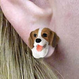 Post Style BEAGLE Resin Dog Head Post Earrings