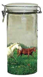 Horsey Kitchen HORSE in Meadow Large Glass Cannister CLEARANCE SALE