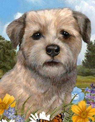 Outdoor Small Flag Border Terrier Dog Summer Flowers Garden Flag