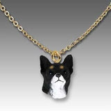 Dog on Chain CHIHUAHUA BLACK Resin Dog Head Necklace Pendant