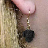 Dangle Style FLAT-COAT RETRIEVER Dog Head Resin Earrings Jewelry