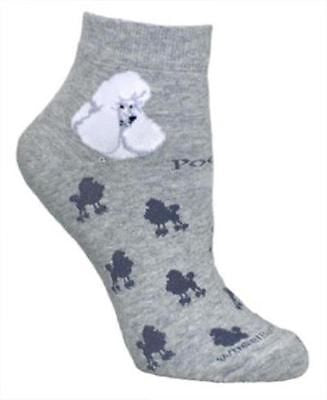 CLEARANCE..Adult Medium POODLE WHITE Dog Breed Anklet Adult Socks