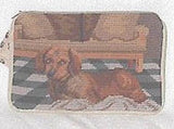 Needlepoint DACHSHUND Dog Cosmetic Bag Zippered Pouch...Clearance Priced