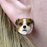 Post Style JACK RUSSELL Brown II Resin Dog Head Post Earrings