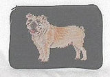 Needlepoint BULLDOG Dog Cosmetic Bag Zippered Pouch...Clearance Priced