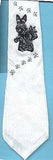 Mens Necktie SCOTTISH TERRIER Dog Breed White Polyester Tie....Clearance Priced