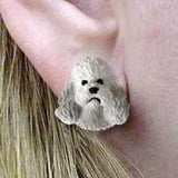 Post Style POODLE MINIATURE GRAY Resin Dog Head Post Earrings