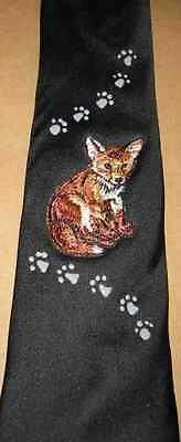 Mens Necktie RED FOX Sitting Hand-Decorated Polyester Tie