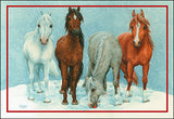 Xmas Cards Four Adorable Horses Holiday Cards 10 per box made in USA