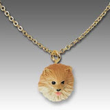 Dog on Chain POMERANIAN RED Resin Dog Head Necklace Pendant