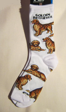 Adult Medium GOLDEN RETRIEVER Dog Breed Poses Footwear Dog Socks 6-11