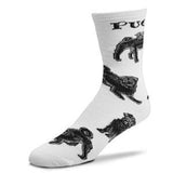 Adult Medium PUG BLACK Dog Breed Poses Footwear Dog Socks 6-11