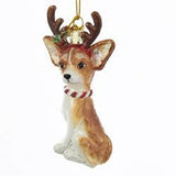 Glass Dog CHIHUAHUA w/Antlers Dog Breed Christmas Ornament
