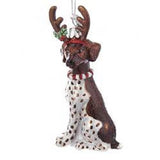 Glass Dog GERMAN SHORTHAIR w/Antlers Dog Breed Xmas Ornament