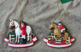 EQUESTRIAN Horse/Rider Resin Christmas Ornament set of 2...Clearance Priced