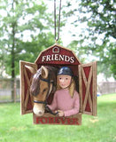 GIRL Horse FRIENDS FOREVER Resin Christmas Ornament...Clearance Priced