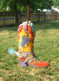COWBOY BOOT Red/Yellow/Teal Resin Xmas Ornament...Clearance Priced
