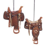 Horse Ornament WESTERN SADDLE Resin Christmas Ornament set of 2