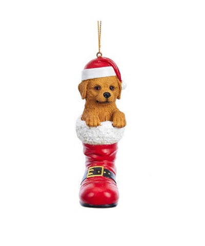 Santa Boot GOLDEN DOODLE Dog Breed Resin Christmas Ornament