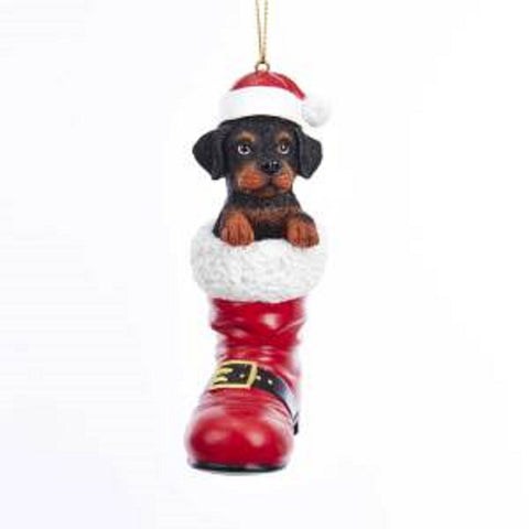 Santa Boot ROTTWEILER Dog Breed Resin Christmas Ornament