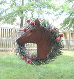 Holiday CHESTNUT HORSE in Wreath Resin Christmas Tree Ornament