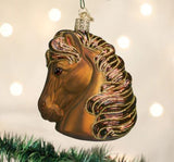 Old World Christmas HORSE HEAD Chestnut Blown Glass Ornament w/box RETIRED