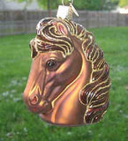 Old World Christmas HORSE HEAD Chestnut Blown Glass Ornament w/OldWC box