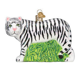 Old World Christmas WHITE TIGER Glass Ornament Retired 2022 w/OldWC box