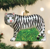 Old World Christmas WHITE TIGER Glass Ornament Retired 2022 w/OldWC box