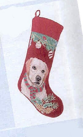 Xmas Stocking YELLOW LAB Needlepoint Christmas Stocking NIP