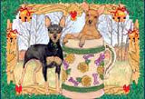 Ten Cards Pack MINIATURE PINSCHER Dog Breed Christmas Cards USA made
