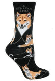 Adult Socks SHIBA INU Dog Breed Black size Medium Made in USA