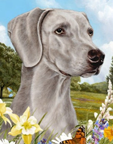 Outdoor Small Flag Weimaraner Dog Summer Flowers Garden Flag