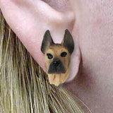 Post Style GREAT DANE FAWN Resin Dog Head Post Earrings
