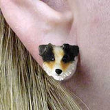 Post Style AUSTRALIAN SHEPHERD BLUE Resin Dog Head Post Earrings