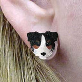 Post Style AUSTRALIAN SHEPHERD TRI Resin Dog Head Post Earrings
