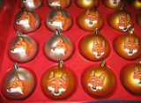 Artist Painted RED FOX MASK FACE 3" Gold Ball Christmas Ornament GORGEOUS!